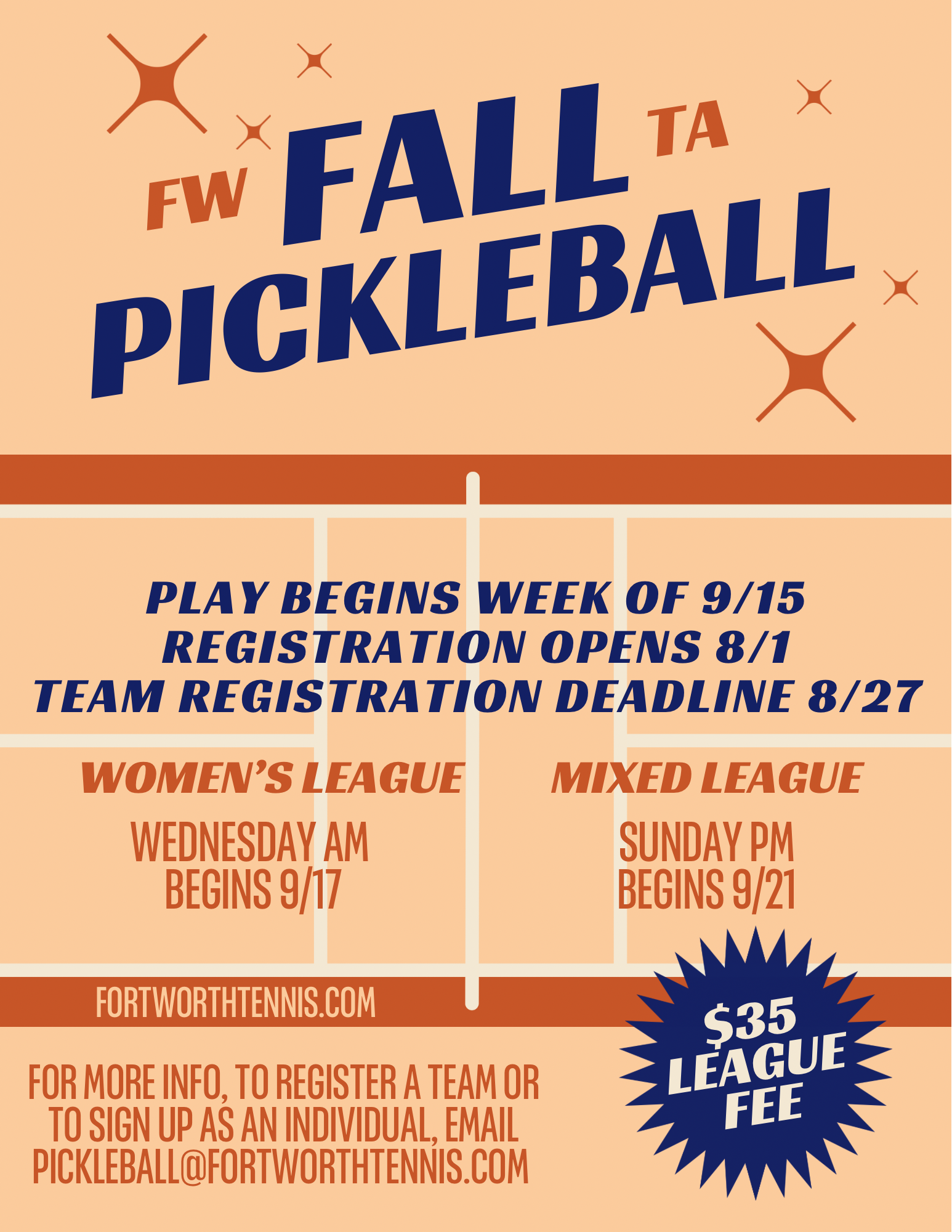 Fall 2025 Pickleball Leagues are open for registration!